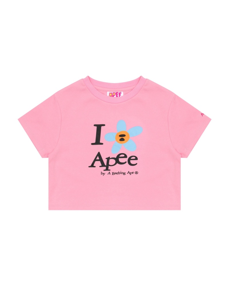 T Shirts Bape Flower cropped Rose Femme | IKH-78424116